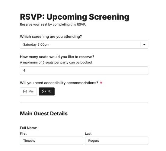 Screening RSVP Form