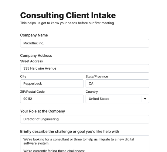 Client Intake Form