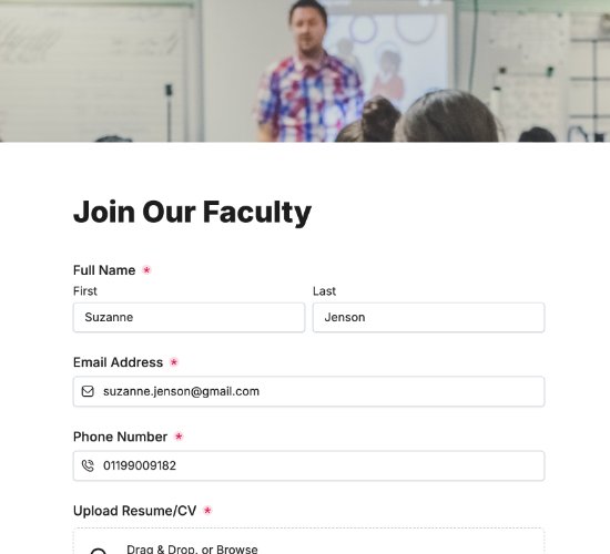 Teacher Job Application Form