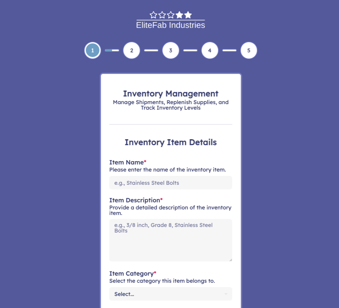 Inventory Management Form