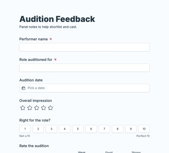 Audition Feedback Form