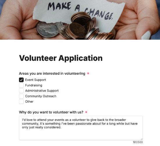 Volunteer Application Form