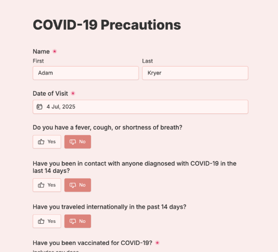 COVID-19 Screening Form
