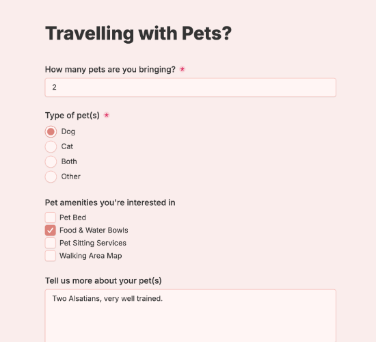 Pet-Friendly Stay Registration Form