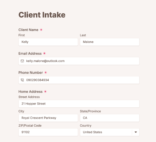 Client Intake Form