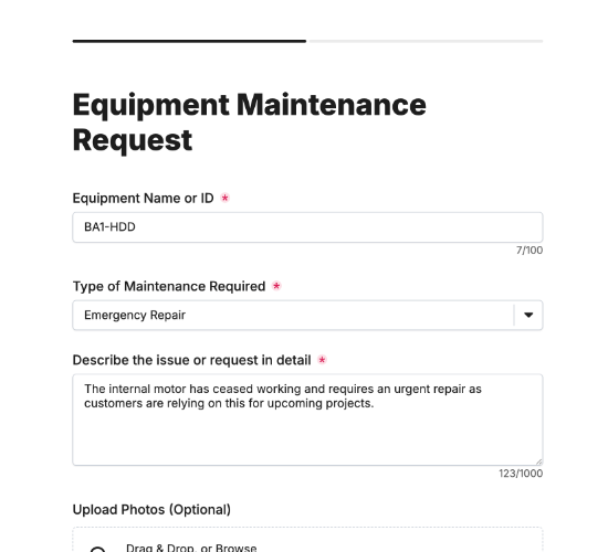 Equipment Maintenance Request Form
