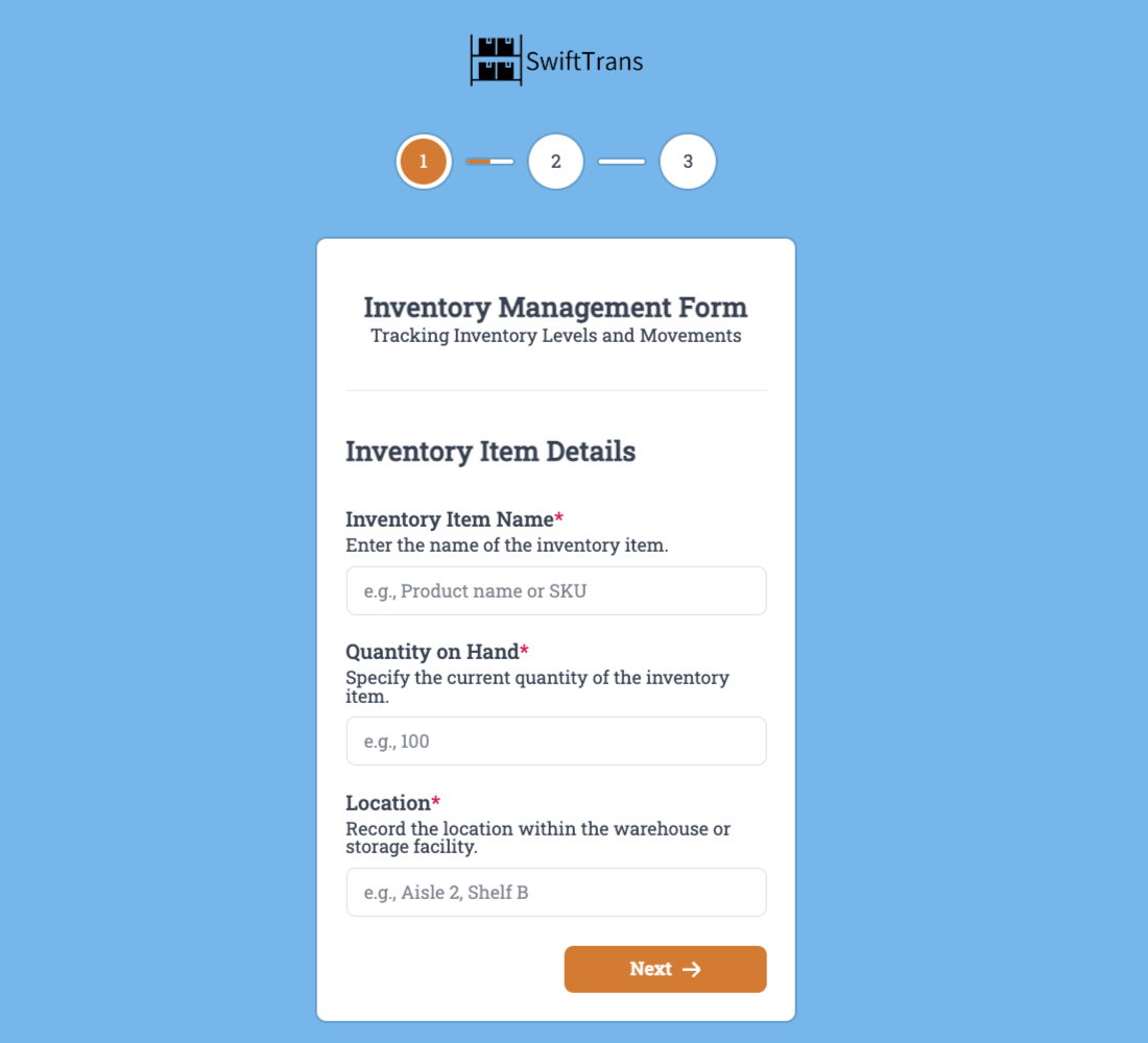 Inventory Management Form