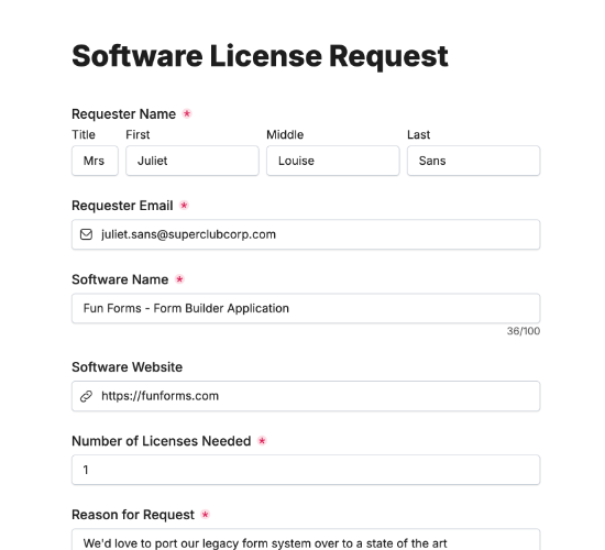 Software License Request Form