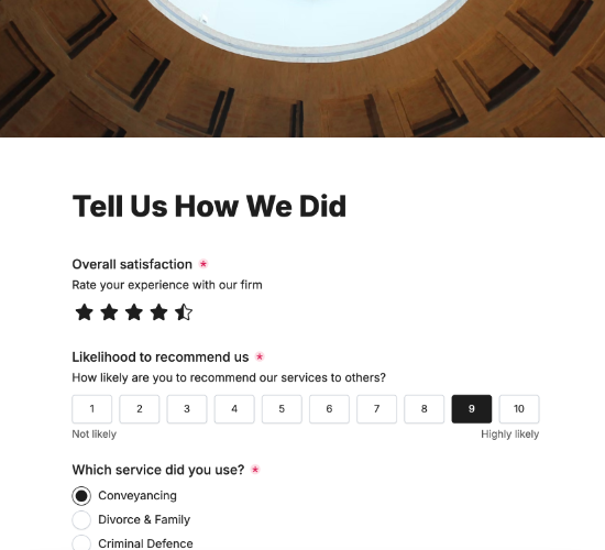 Client Satisfaction Survey Form