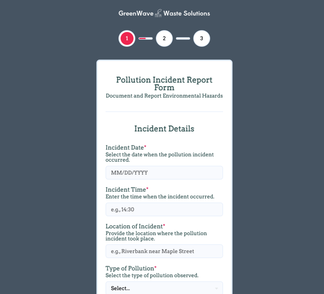 Pollution Incident Report Form