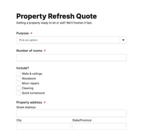 Property Refresh Quote Form