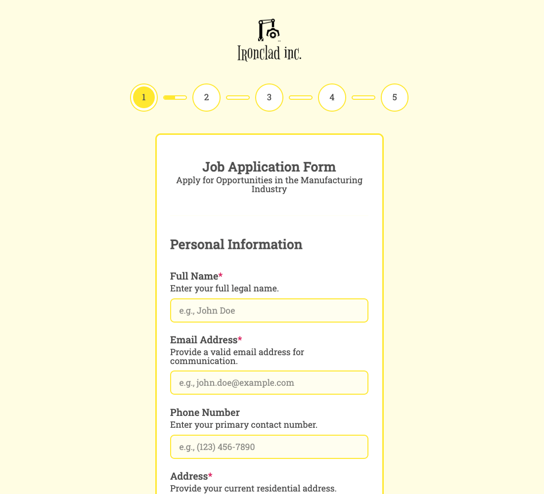 Job Application Form