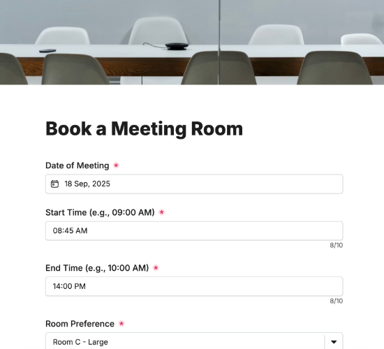 Meeting Room Booking Form