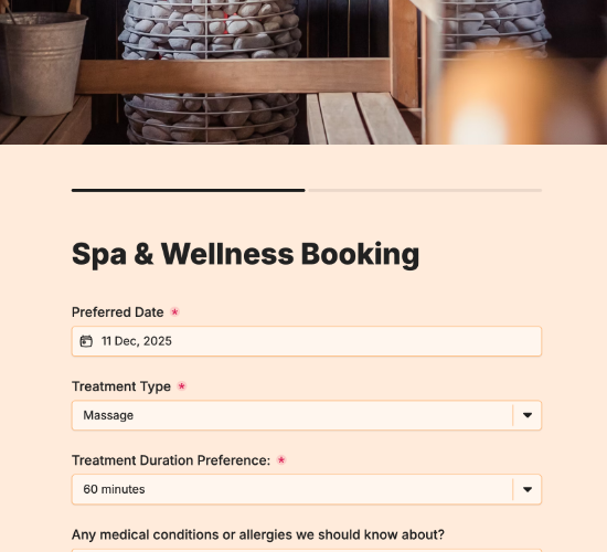 Spa Treatment Booking Form
