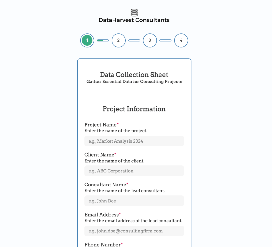 Data Collection Sheet Form