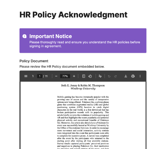 HR Policy Acknowledgment Form