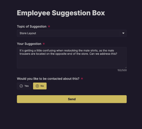 Employee Suggestion Box Form
