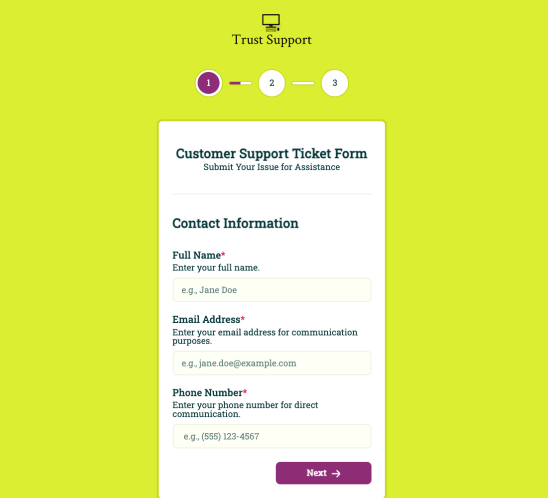 Support Ticket Form