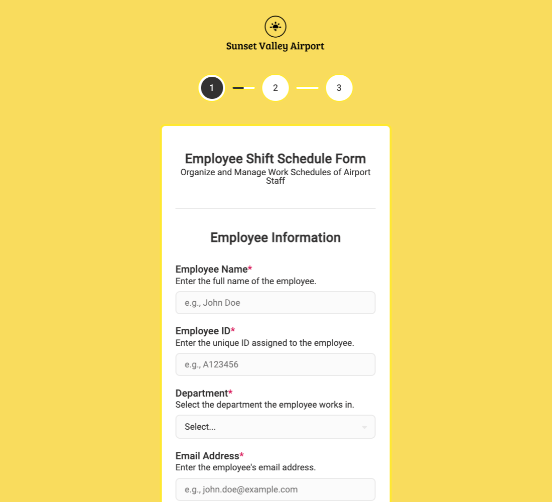 Employee Shift Schedule Form