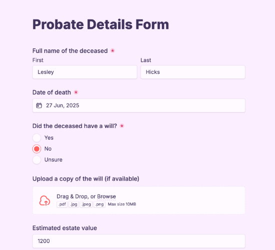 Probate Information Form