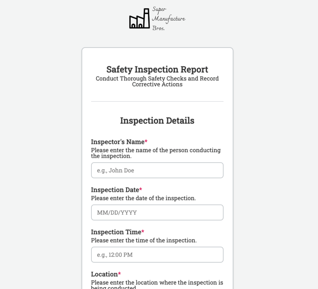 Safety Inspection Report Form