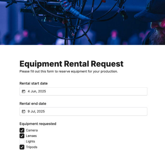 Equipment Rental Request Form