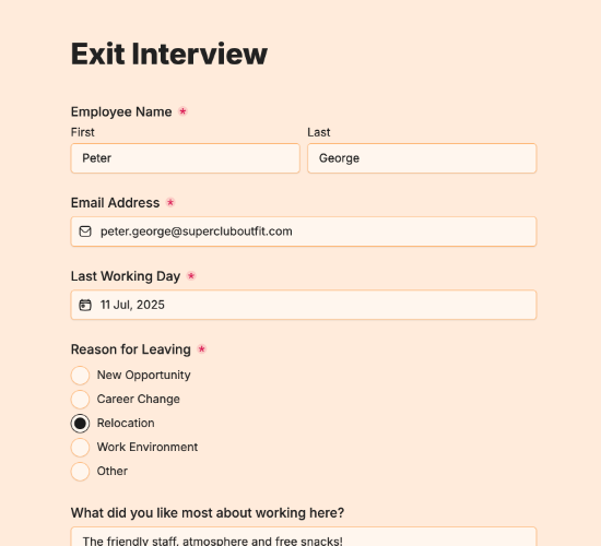 Employee Exit Interview Form