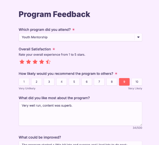 Program Feedback Form