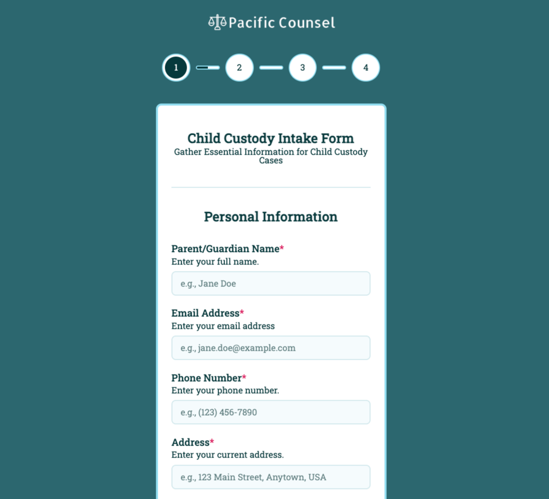 Child Custody Intake Form