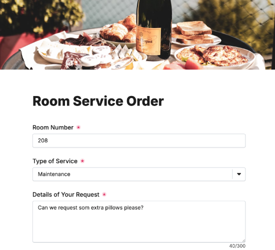 Room Service Request Form