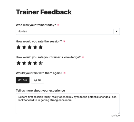 Personal Trainer Feedback Form