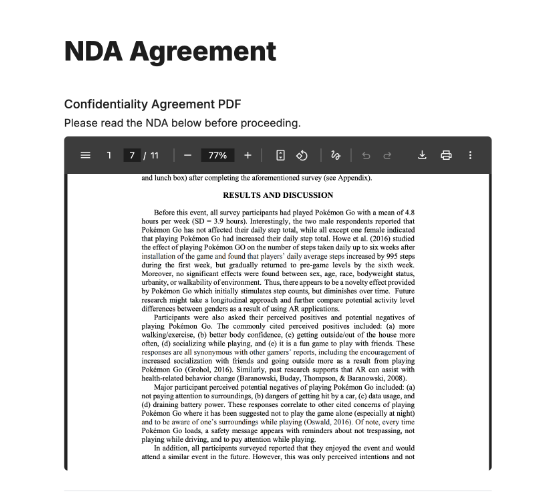 NDA and Legal Document Acknowledgement Form
