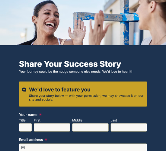 Fitness Testimonial / Success Story Submission Form
