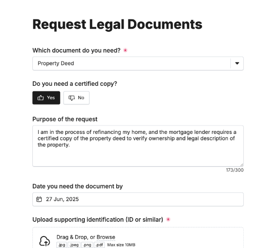 Legal Document Request Form