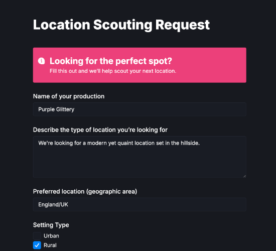 Location Scouting Request Form