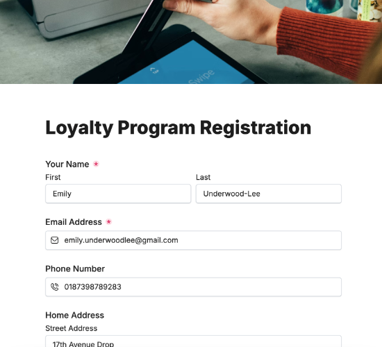 Customer Loyalty Program Signup Form
