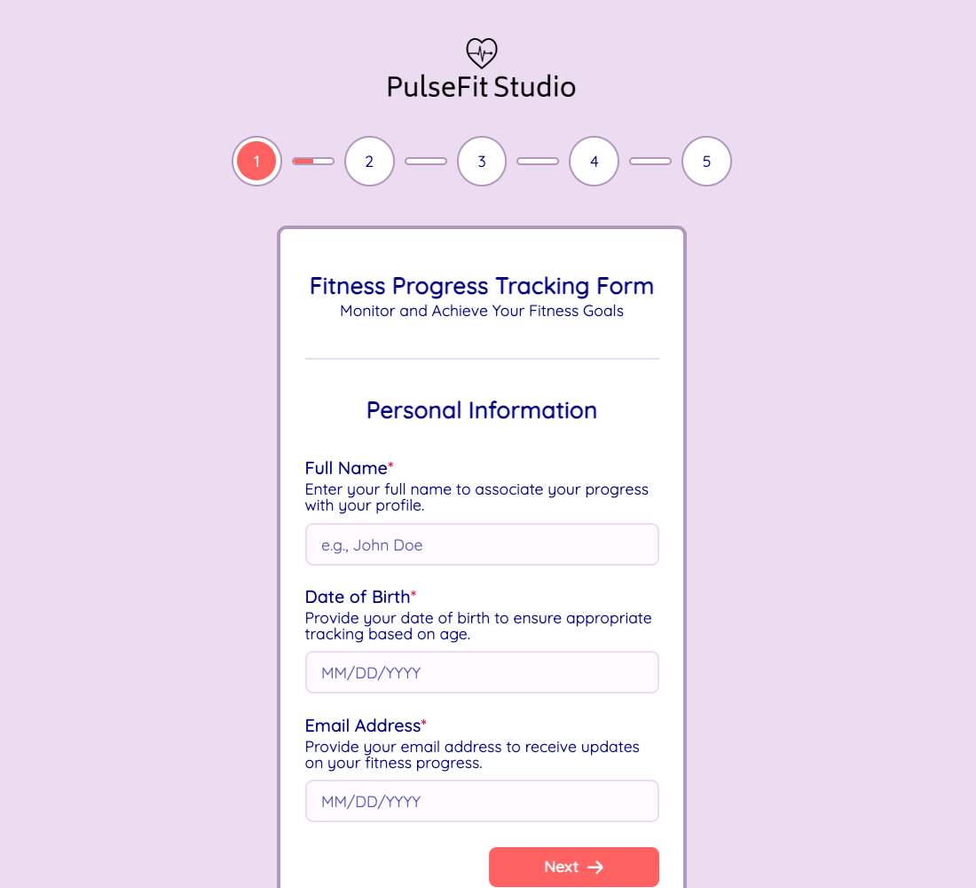 Fitness Progress Tracking Form