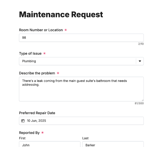 Maintenance Request Form