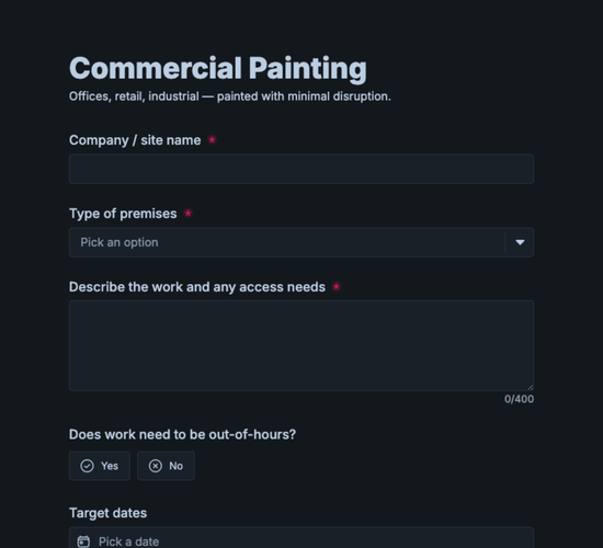 Commercial Painting Inquiry Form