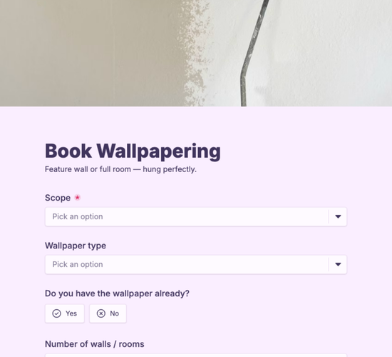 Wallpapering Booking Form