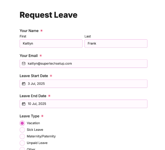 Leave Request Form