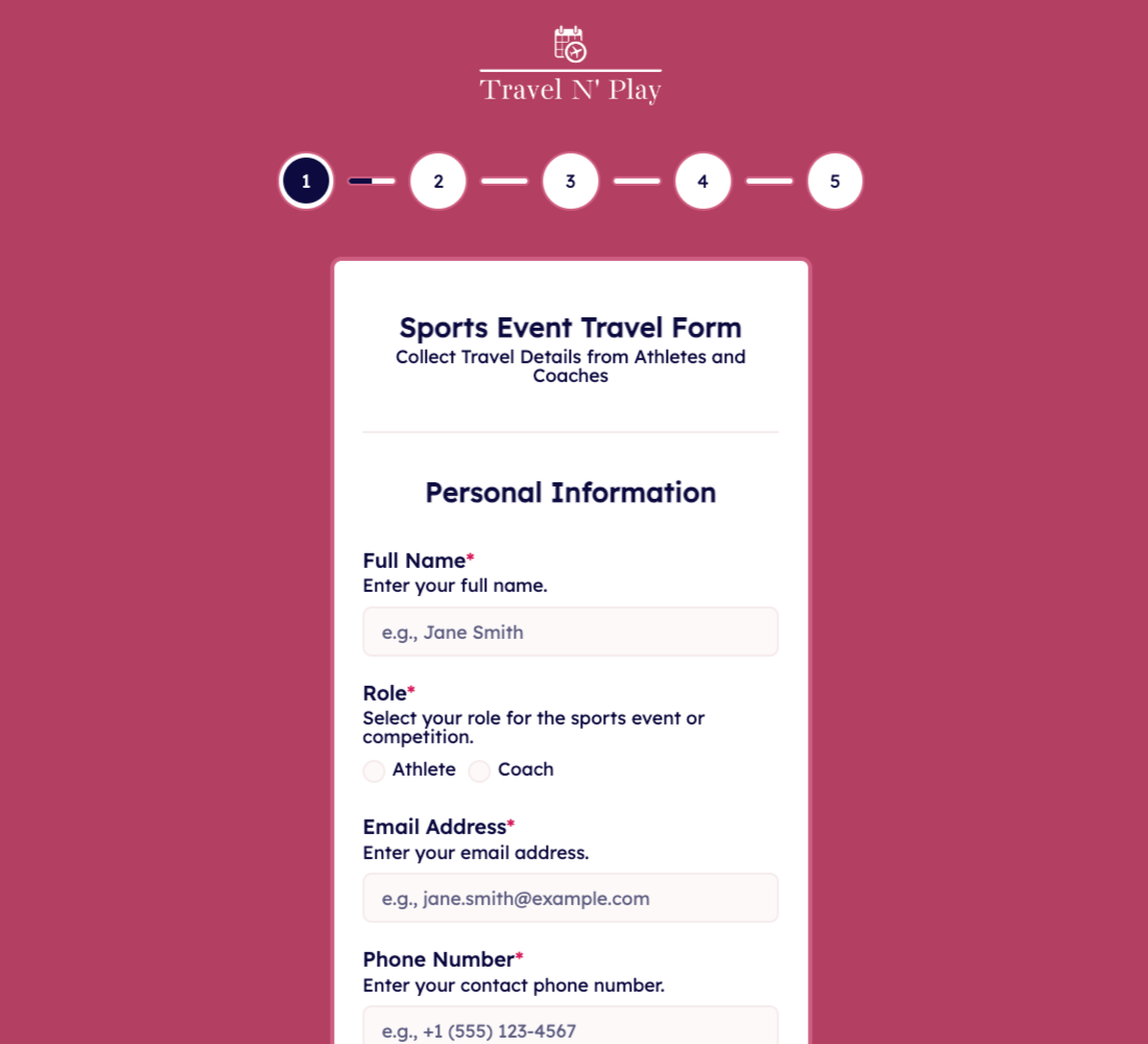 Event Travel Form