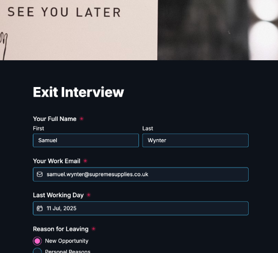 Employee Exit Interview Form