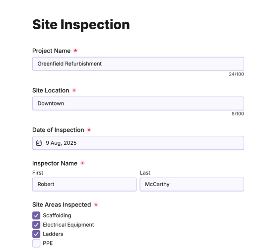 Site Inspection Report Form
