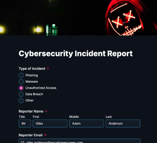 Cyber Security Incident Report Form