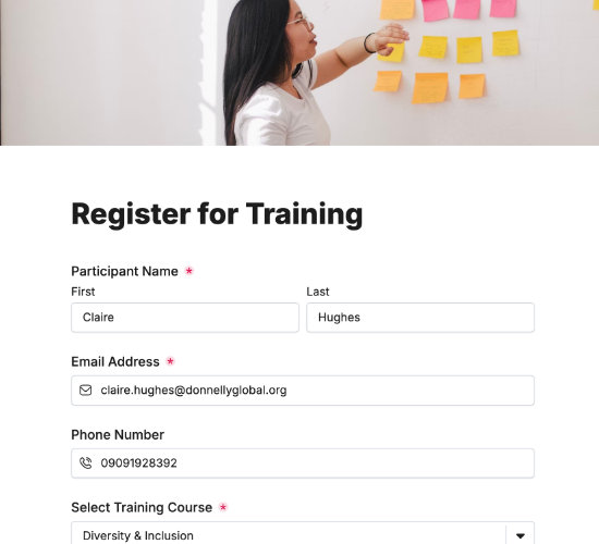 Training Session Registration Form