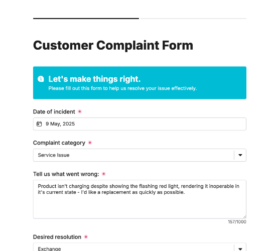 Customer Complaint Form