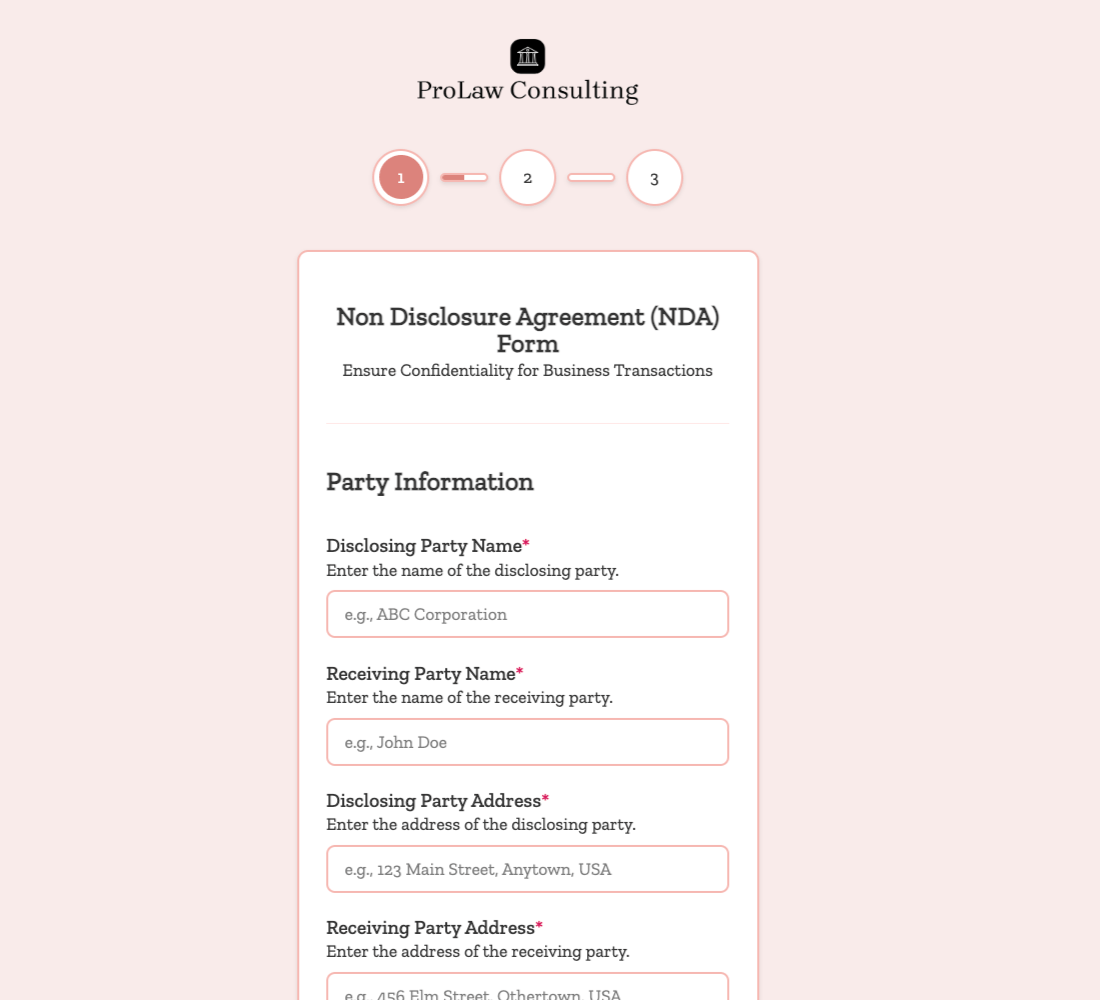 Non-Disclosure Agreement Form