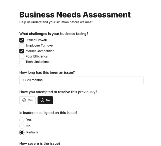 Business Needs Assessment Form