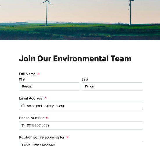 Environmental Job Application Form